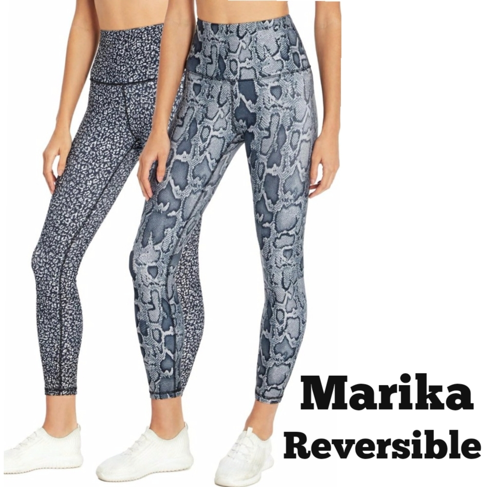 Marika Wm's Astrid Ultra High-Rise Reversible Ankle Leggings in Boa & Leopard Md